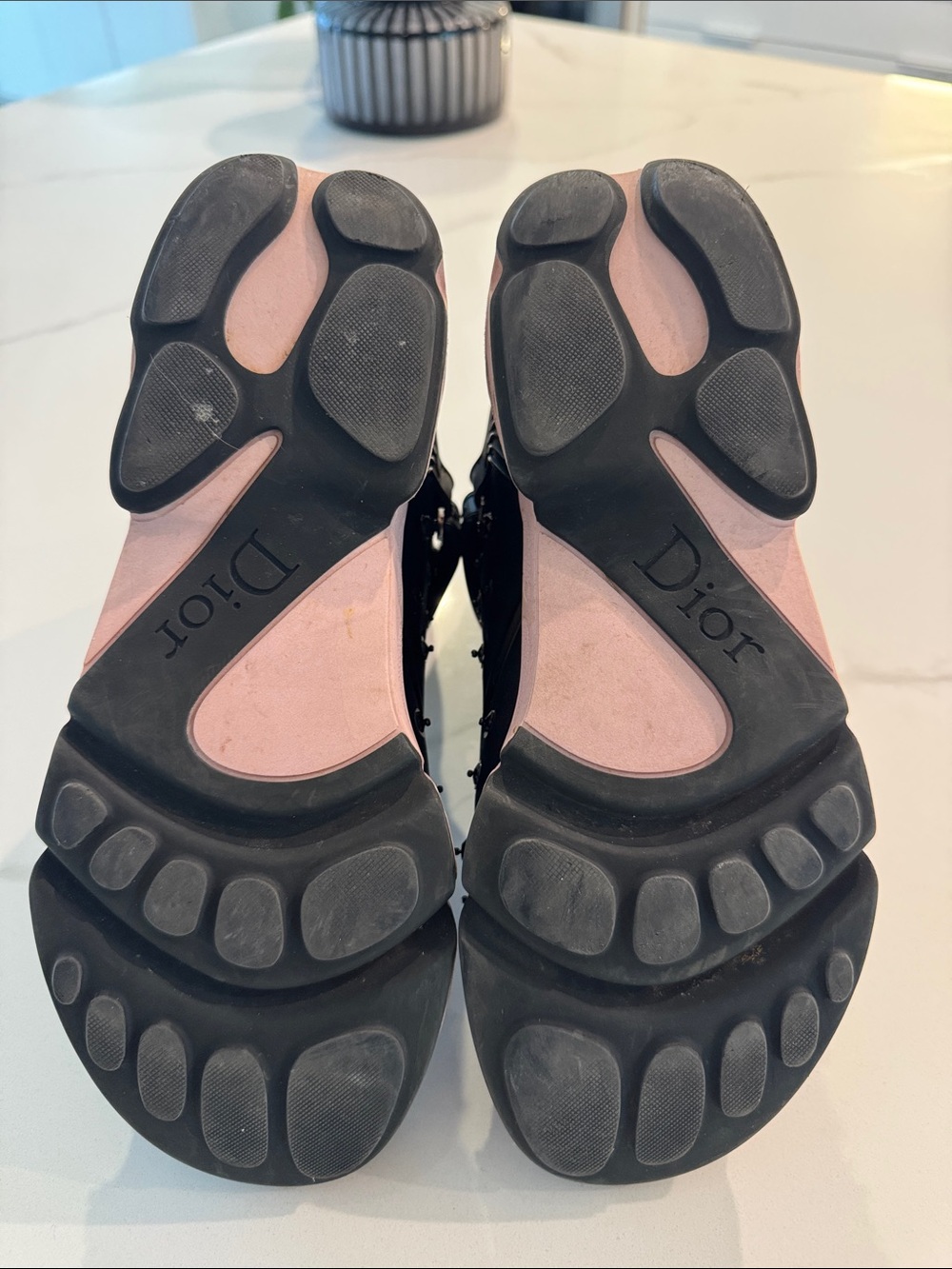 Dior Black Embellished Sock Sneakers with Pink Midsole - Picture 9 of 9